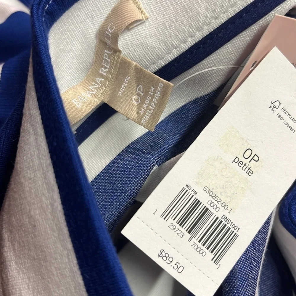 NWT Banana Republic Royal Blue & White Striped Ponte Knit Side Slit Pencil Skirt - Picture 15 of 16